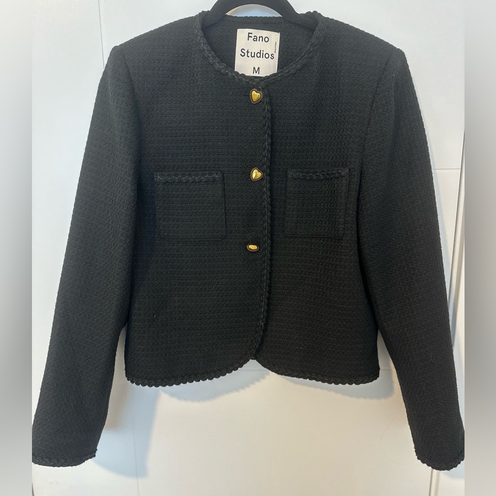 Fano Studios Black Jacket Blazer | Heart Buttons | Size Medium